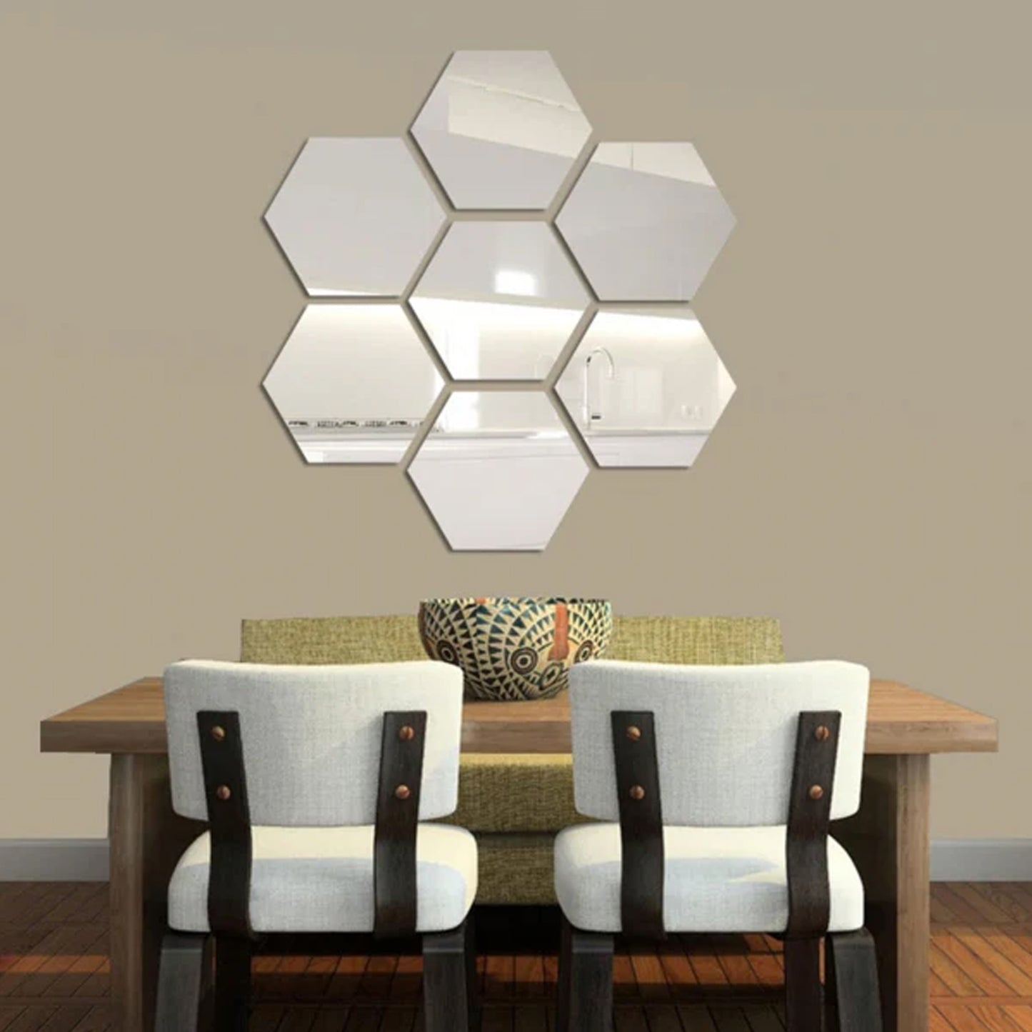 6x Acrylic Hexagon wall decor Mirror(Silver)