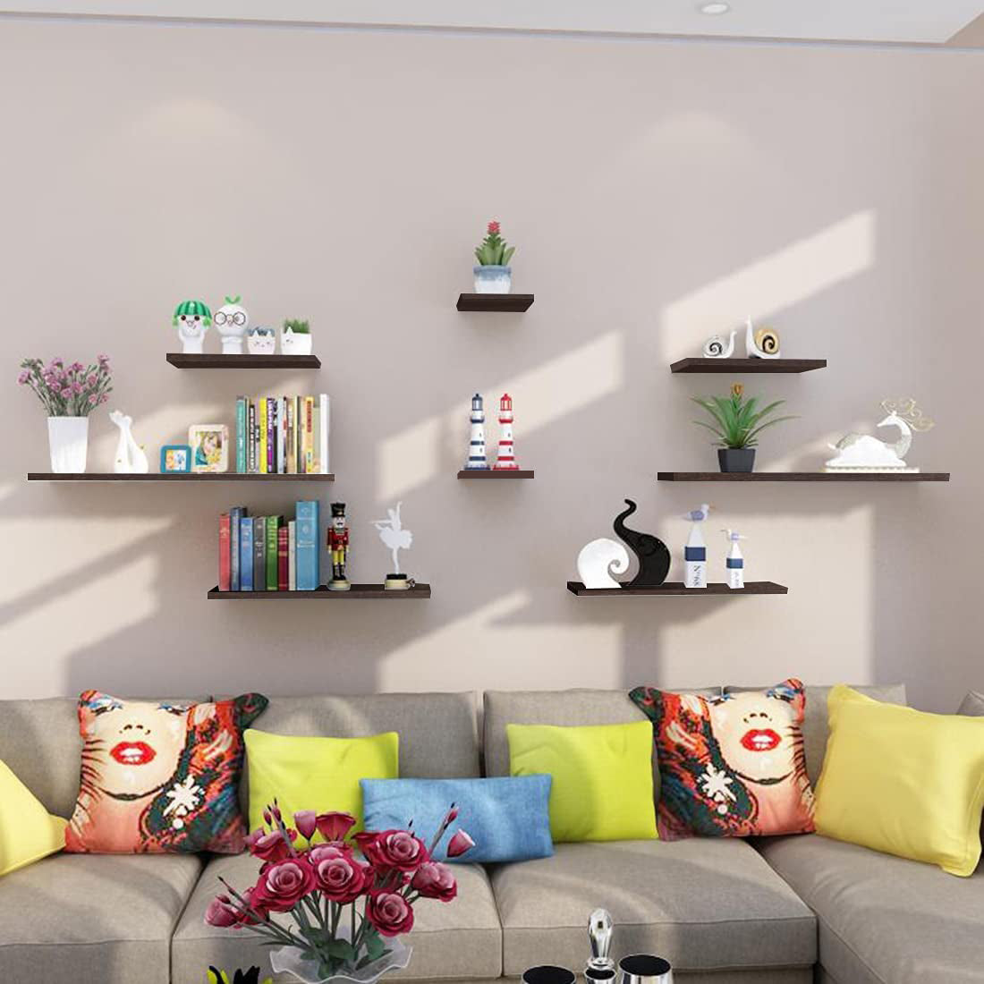 8 Pieces Floating wall hanging shelves