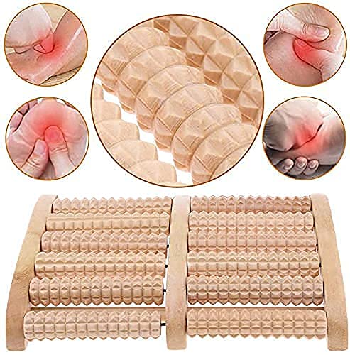 Wooden foot massager Roller, Stress Relief Wooden 5 Roller Foot Massage, Health Therapy Relax Massage, wood Care Massager Reflexology Muscle Relax Relief Massager Spa Gift Anti Cellulite Foot Massager Care Tools