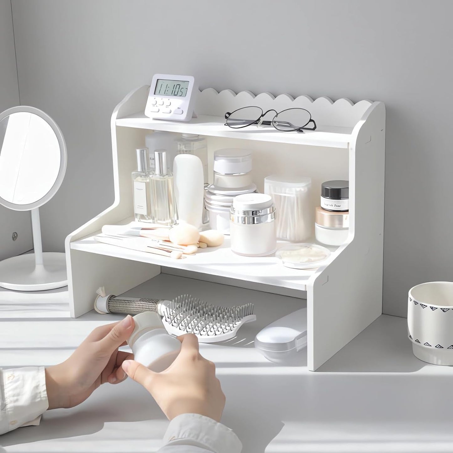 DIY Desktop Organizer Shelf Multi Tier Large Capacity Tabletop Cosmetics Storage Shelf, Office File Dormitory