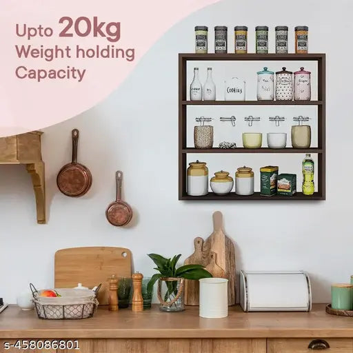 Wall Mounted 3 Layer Wooden Kitchen Rack, kitchen cabinet