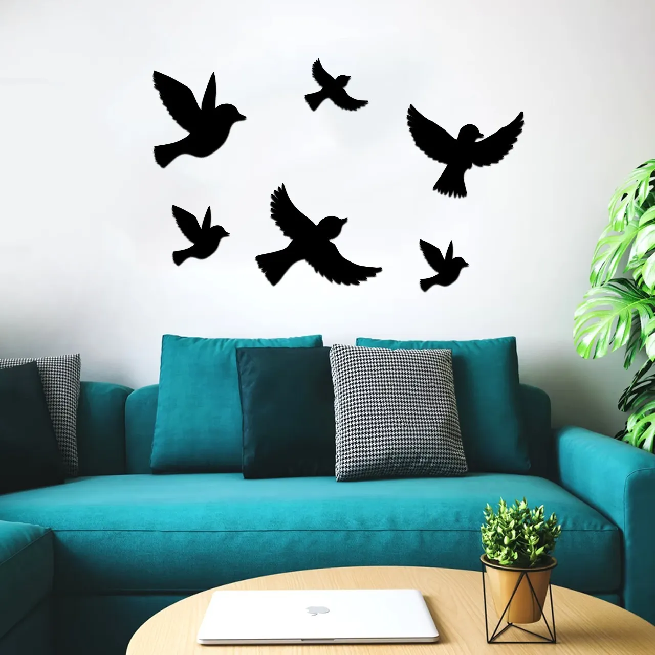 Pack of 100 Sparrow 3D Flying Wooden Birds for Wall Decor