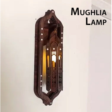 Antique wooden wall lamp with LED light