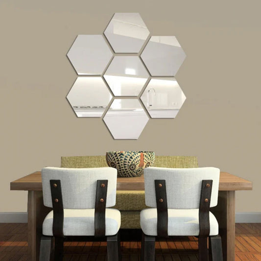 Acrylic Hexagon Wall Mirror Stickers 4x4 Inch Decorative Panels Pack of 1 to 60