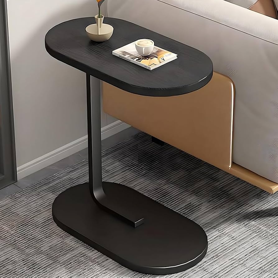 New Wooden C-Shaped Oval Sofa Side Table | Oval Laptop Table | Multipurpose Bed & Couch Table