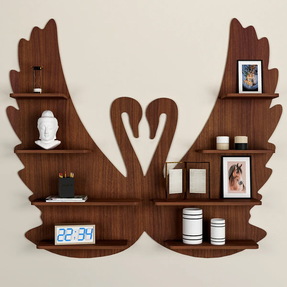 Loving Swan Wood Wall Shelf / Book Shelf