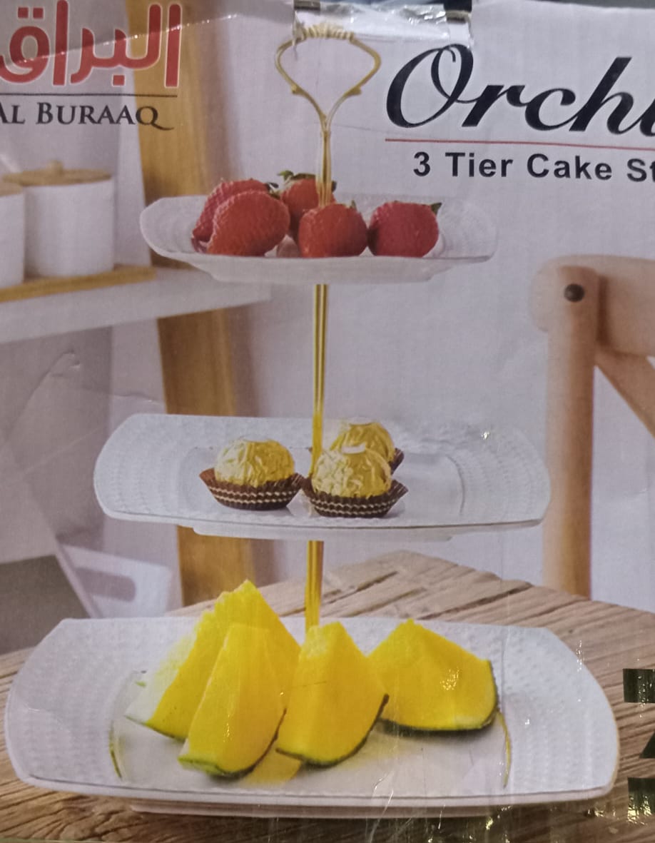 Embossed Snack Dish Cake Tray 3 Tier Cupcake Stand