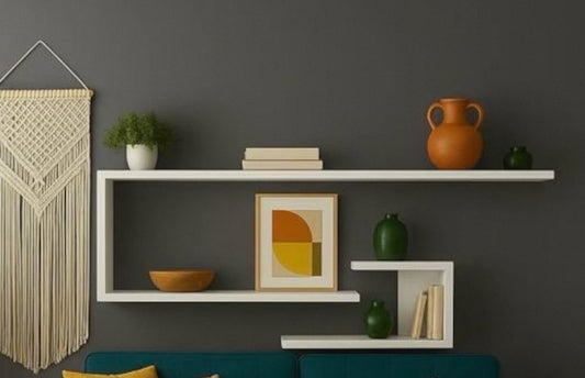 Floating Wall Mounted Wooden Shelf,Decorative Geometric Wood Shelf,Unique Oak Hanging Display,Walnut Storage Rack,GIFT FOR MOM, Wooden Shelf