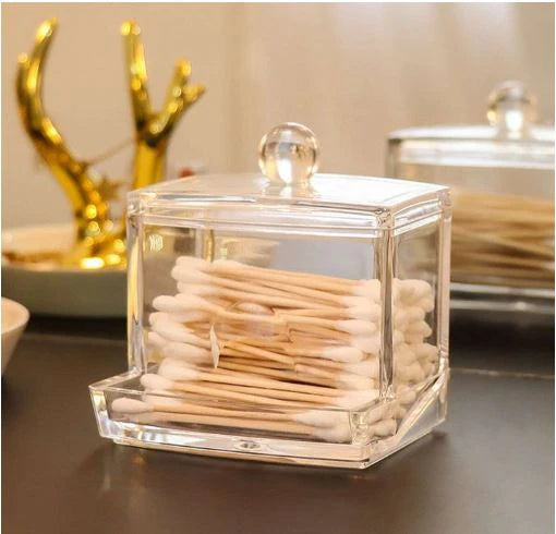 Acrylic Cotton Buds Holder ,Transparent Cosmetic, Jewelry Storage Box