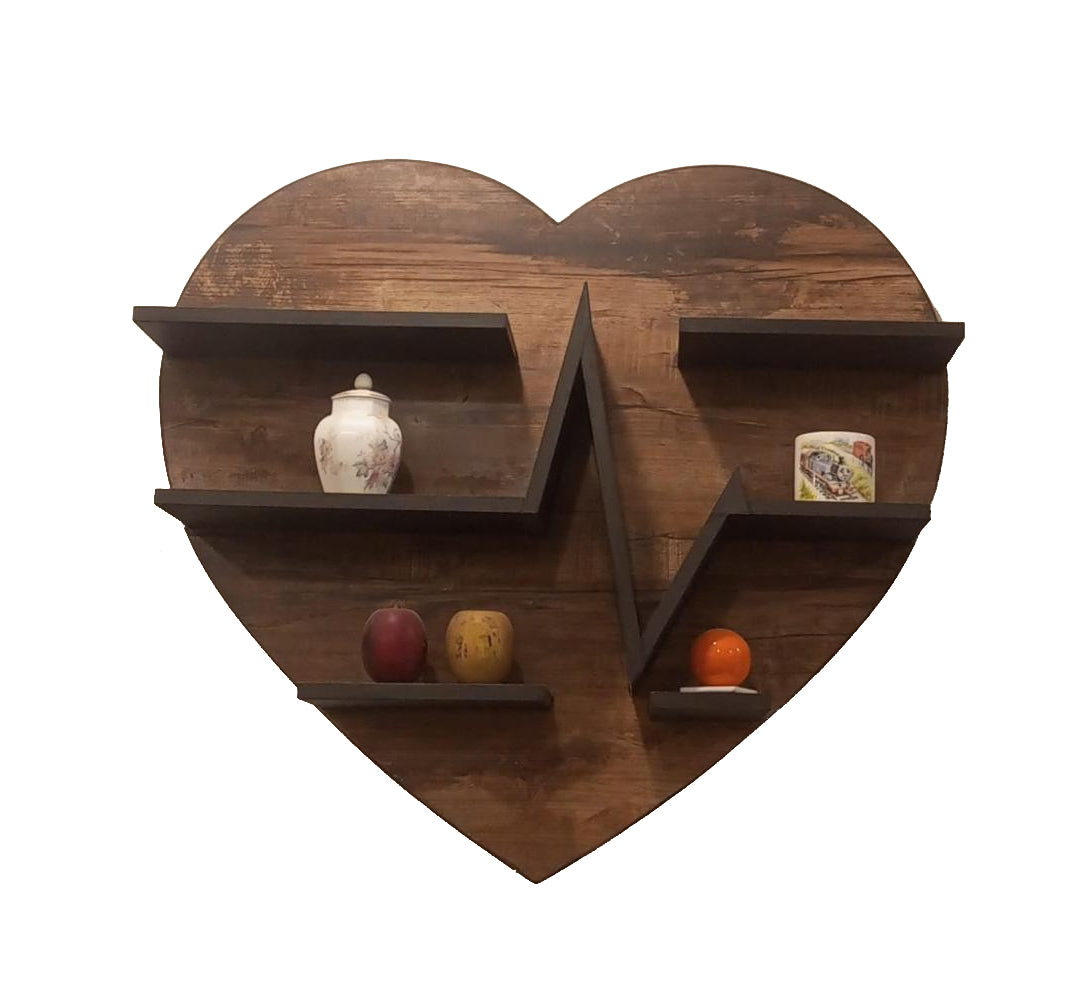 Heart-Shape heartbeat wood wall shelf / Bookshelf