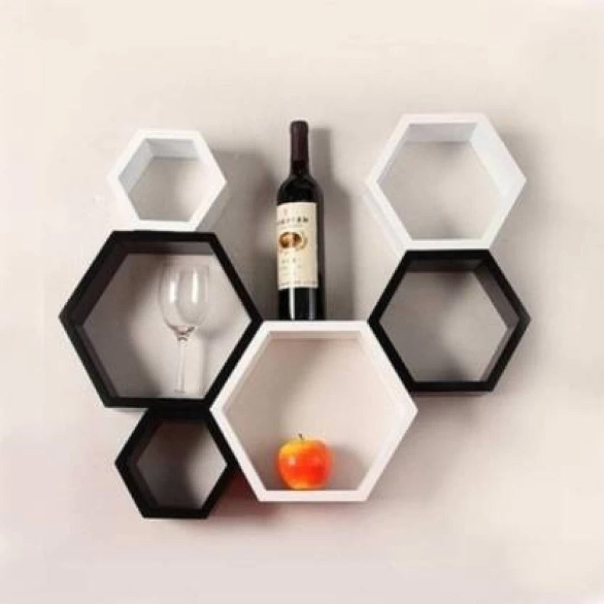 Hexagon wall shelves 6 Pcs set (Honeycomb Inspired)