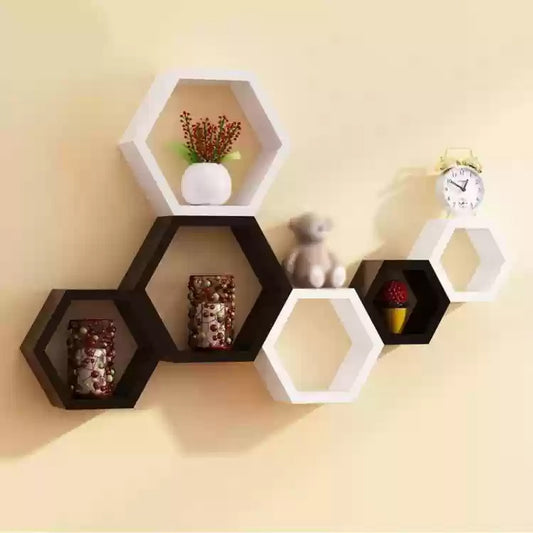 Hexagon wall shelves 6 Pcs set (Honeycomb Inspired)