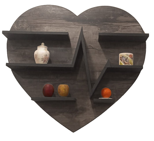 Heart-Shape heartbeat wood wall shelf / Bookshelf