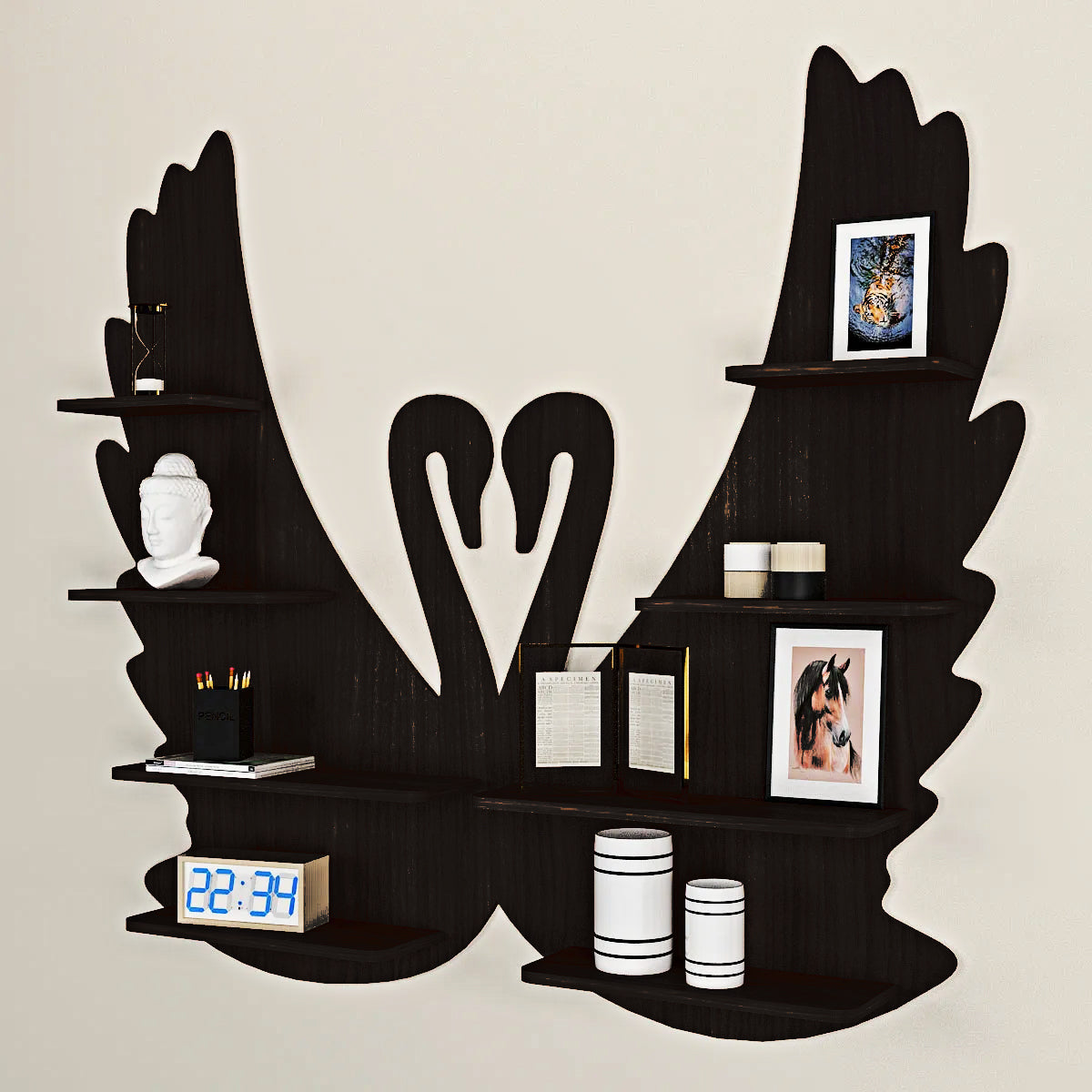 Loving Swan Wood Wall Shelf / Book Shelf