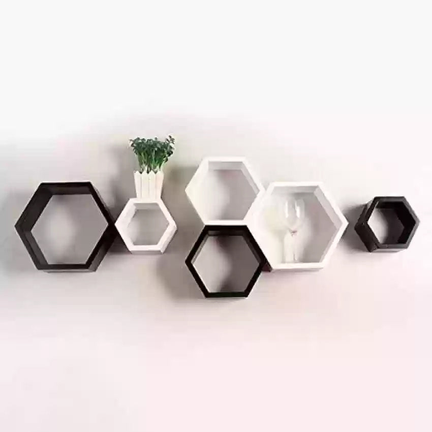 Hexagon wall shelves 6 Pcs set (Honeycomb Inspired)