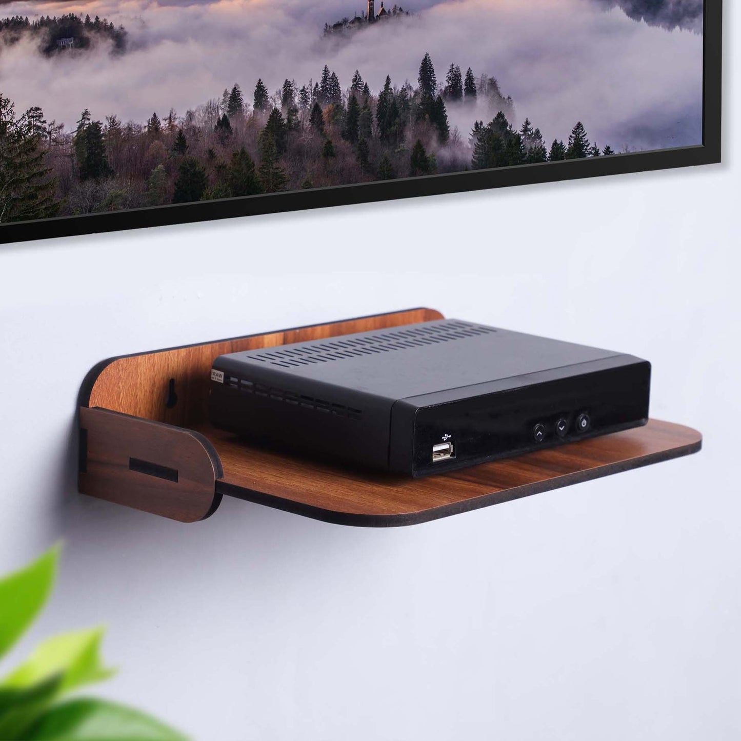 MDF Wooden Wall Mount Shelf - Set-Top Box & WiFi Router Stand