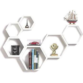 Hexagon wall shelves 6 Pcs set (Honeycomb Inspired)