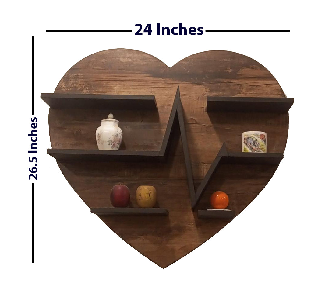 Heart-Shape heartbeat wood wall shelf / Bookshelf