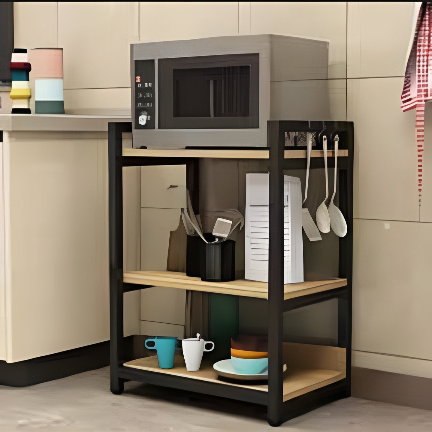 Kitchen Storage Shelf Microwave Stand Kitchen Storage Rack Large Capacity Multi-Functional Floor-Standing Multi-Layer Storage Rack