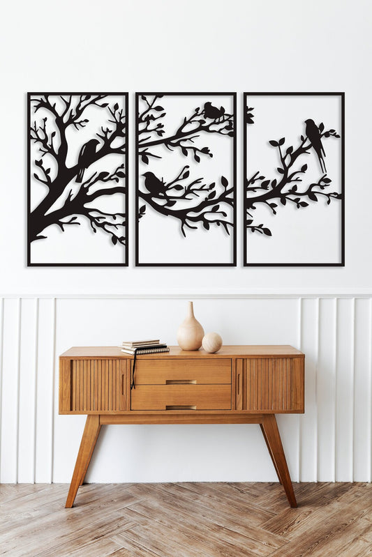 Birds on Tree Branches Wall Art laser cut wooden wall art decor
