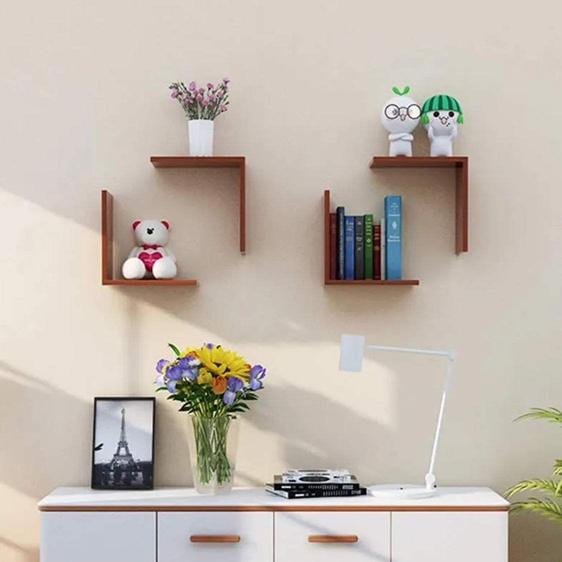 New L shaped Wall Shelves (set of 4) wall decoration shelves floating shelves display rack home tier office decorate